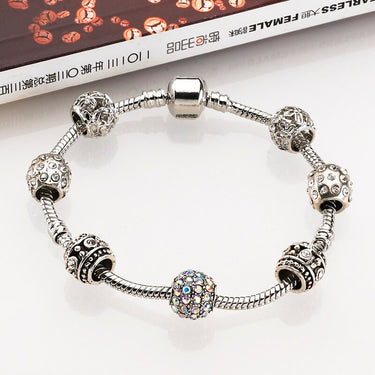 Women's Fashion Silver Color Crystal Bead Charm Bracelet Christmas Jewelry  -  GeraldBlack.com
