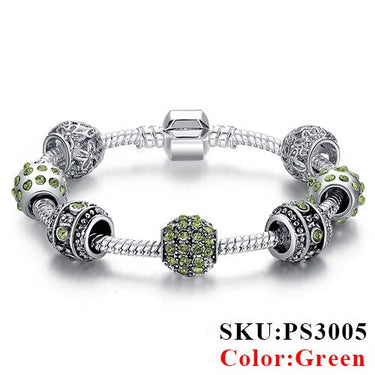 Women's Fashion Silver Color Crystal Bead Charm Bracelet Christmas Jewelry  -  GeraldBlack.com