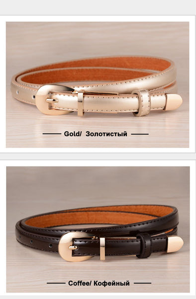 Women's Fashion Simple Alloy Versatile Thin Leather Pin Buckle Belt  -  GeraldBlack.com