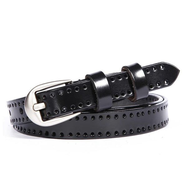 Women's Fashion Vintage Genuine Leather Hollow-out Pin Buckle Belts  -  GeraldBlack.com