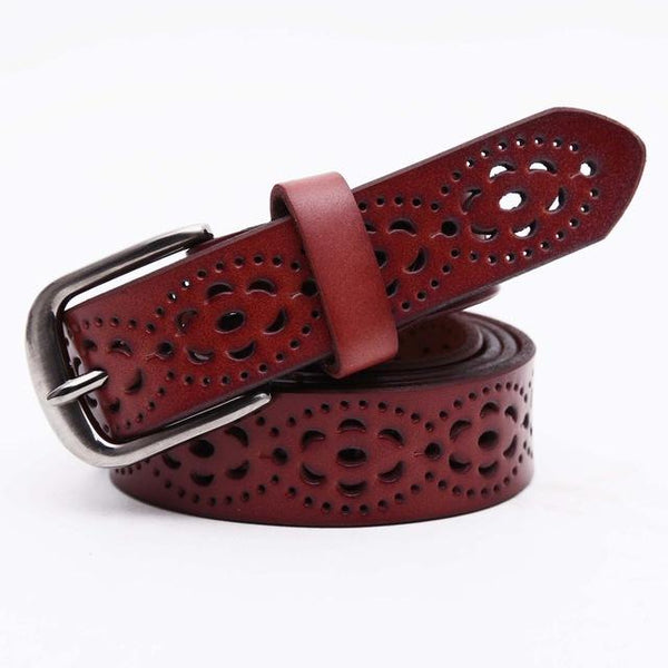 Women's Fashion Wide Genuine Leather Jeans Belt Without Drilling - SolaceConnect.com