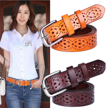 Women's Fashion Wide Genuine Leather Jeans Belt Without Drilling  -  GeraldBlack.com