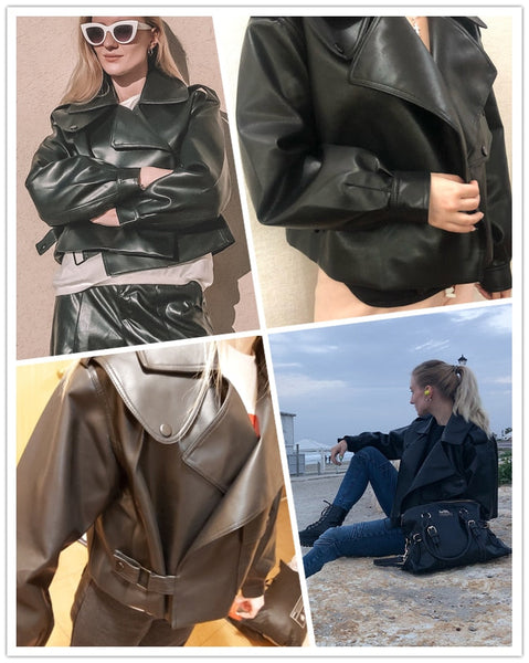 Women's Faux Leather Wallet Campera Chaqueta Cuero Mujer Modis Coat Veste Cuir De Couro  -  GeraldBlack.com