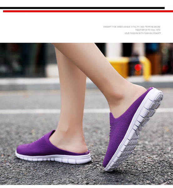 Women s Flats Slides Casual Breathable Mesh Soft Walking Outdoor Slipper Lazy Shoes Plus Size  -  GeraldBlack.com