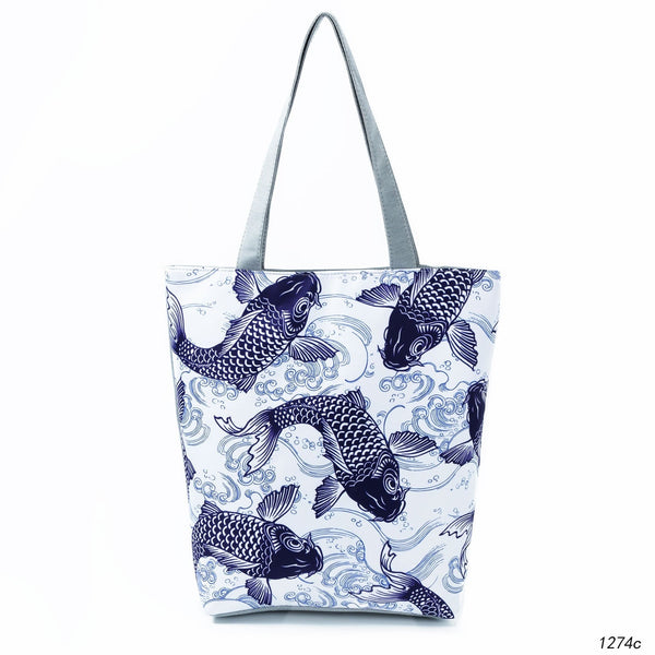 Bolso de mano informal con estampado floral y búho para mujer para uso diario y compras