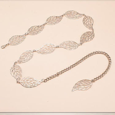 Womens Wide Metal Chain Belts Fashion Designer Belt Ladies Silver Hollow Leaf Waist Chain Belt For - SolaceConnect.com