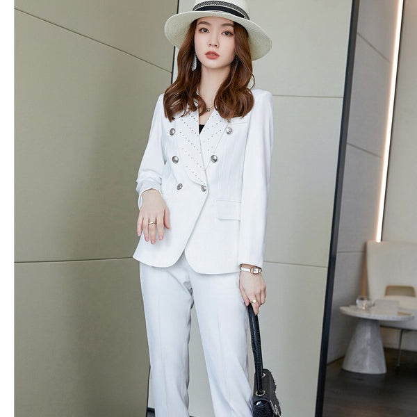 Women's Formal Long Sleeve Slim Blazer and Pants Two Piece Suits  -  GeraldBlack.com