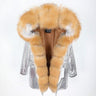 Women's Fox Fur Leather Large Hooded Long Detachable Slim Coats & Jackets  -  GeraldBlack.com