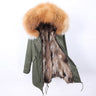 Women's Full Sleeved Hooded Winter Jacket with Natural Raccoon Fur Collar  -  GeraldBlack.com