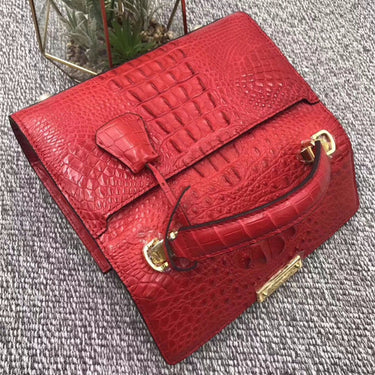 Women's Genuine Alligator Leather Lock Closure Small Handbag  -  GeraldBlack.com