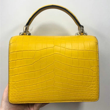 Women's Genuine Leather Authentic Crocodile Belly Skin Chain Handbag  -  GeraldBlack.com