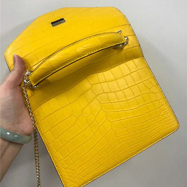 Women's Genuine Leather Authentic Crocodile Belly Skin Chain Handbag  -  GeraldBlack.com