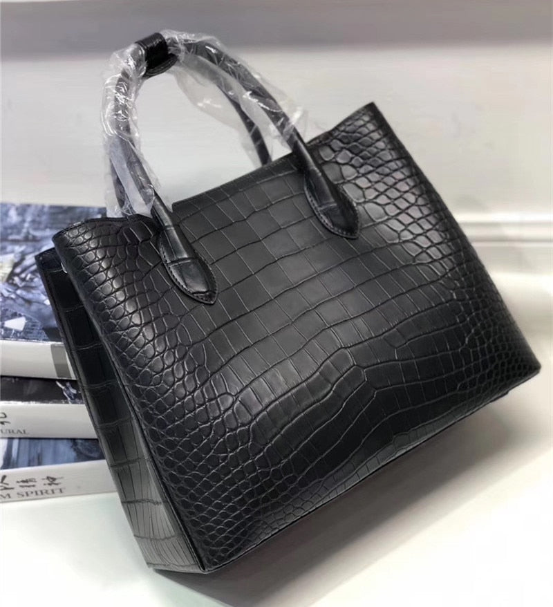 Women's Genuine Leather Authentic Crocodile Belly Skin Large Handbags  -  GeraldBlack.com