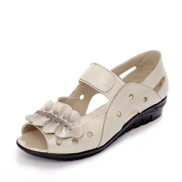 Women's Genuine Leather Flat Sandals Casual Open Toe Summer Shoes - SolaceConnect.com