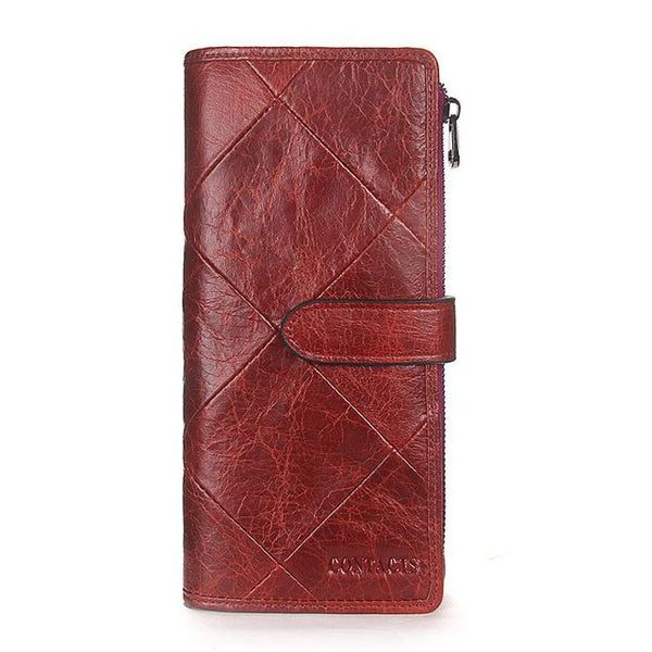 Women's High Quality Genuine Leather Hasp Fashion Long Wallet - SolaceConnect.com