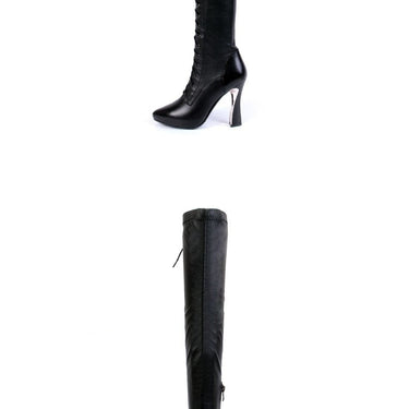 Women's Genuine Leather High Heels Over The Knee Thigh High Winter Boots - SolaceConnect.com