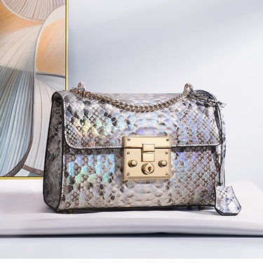Women's Genuine Leather Key Lock Small Flap Chain Clutch Handbags  -  GeraldBlack.com