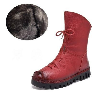 Women's Genuine Leather Soft Cowhide Vintage Flat Ankle Boots with Zip - SolaceConnect.com