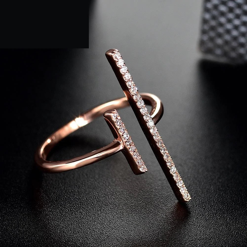 Women's Gold Color Austrian Crystal Open Adjustable Anniversary Party Ring - SolaceConnect.com