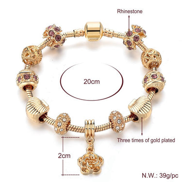 Women's Gold Flowers Custom Glass Beads Bracelets Bangles Charms For Jewelry Making DIY Bracelet  -  GeraldBlack.com