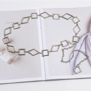 Women Geometric Belts Metal Tassel Gold Chain Belt Long Pendant Dress Silver Belt Beads Straps - SolaceConnect.com