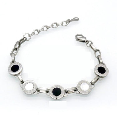Women's Gold Silver Rose Color White Shell Black Resin Charm Bracelet - SolaceConnect.com