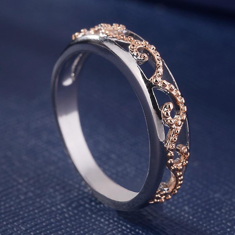 Unisex Gothic Skull Hollow Style Rose Gold Color Crystal CZ Double Rings - SolaceConnect.com