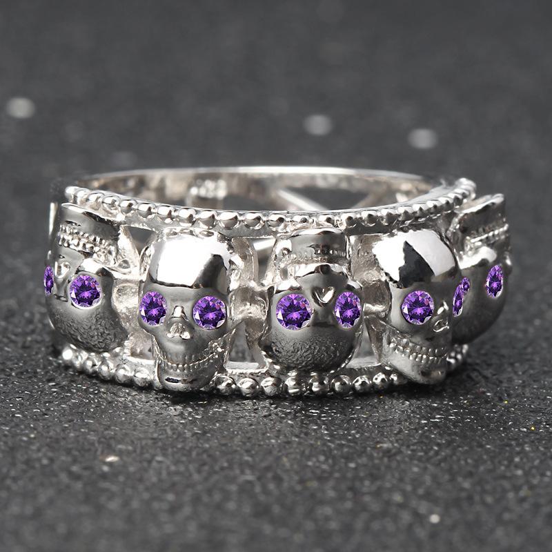 Unisex Gothic Skull Hollow Style Rose Gold Color Crystal CZ Double Rings - SolaceConnect.com