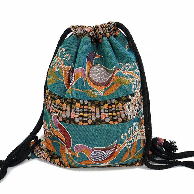 Women's Gypsy Bohemian Boho ChicAztec Ibiza Tribal Ethnic Fabric Backpack - SolaceConnect.com