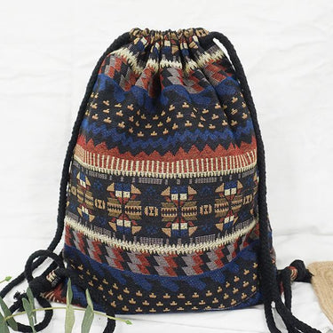 Women's Gypsy Bohemian Boho ChicAztec Ibiza Tribal Ethnic Fabric Backpack - SolaceConnect.com