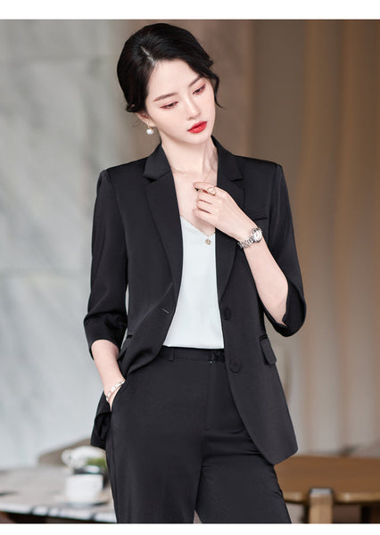 Women's Half Sleeves Top with Pants Business Office Work Wear Pantsuits  -  GeraldBlack.com