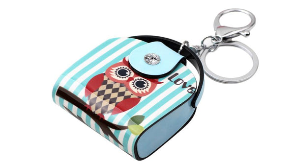 Women's Handbag Shape Owl Print Key Chain Key Ring Jewelry for Car Key - SolaceConnect.com
