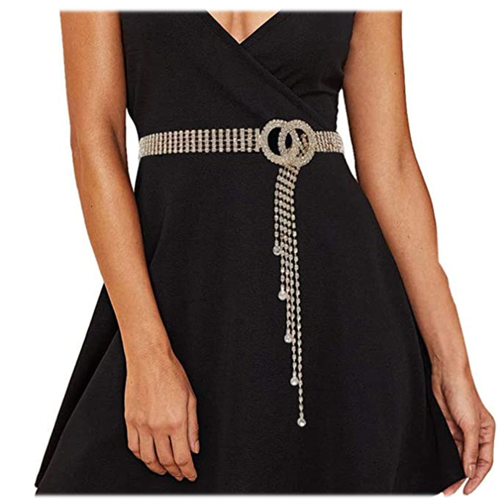 Women's Handmade Fashion Rhinestone Charm Accessory Waist Belt  -  GeraldBlack.com
