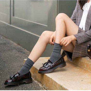 Women's Handmade Genuine Leather Round Toe Slip-on Flats Tassel Loafers - SolaceConnect.com