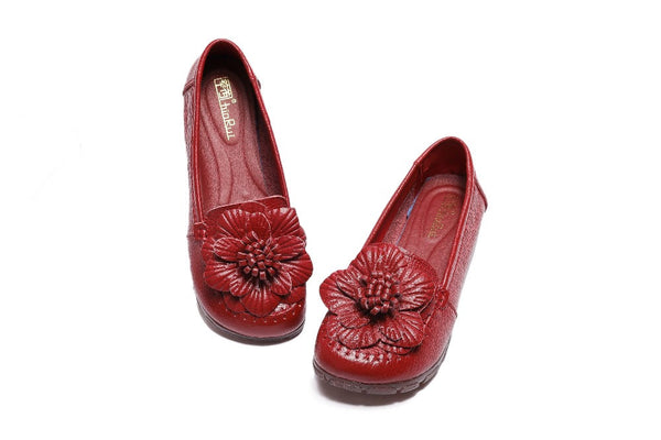 Women's Handmade Genuine Leather Slip-On Moccasins Soft Bottom Loafers  -  GeraldBlack.com