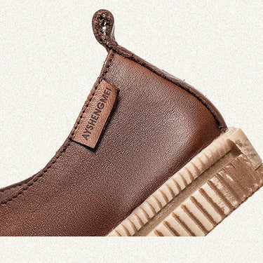 Women's Handmade Solid Pattern Genuine Leather Platform Sneakers  -  GeraldBlack.com
