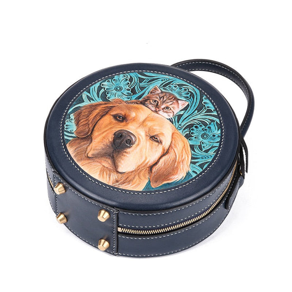 Women's Handmade Vintage Vegetable Tanned Leather Pets Handbags  -  GeraldBlack.com
