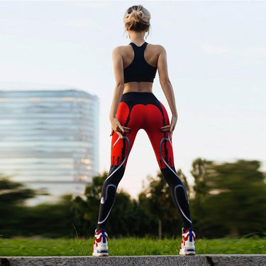Women's Heart Shape Digital Print Patchwork Fitness Push Up Leggings - SolaceConnect.com