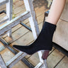 Women's Heel Small Square Head Silk Elastic Lycra Slim Short Designer Boots  -  GeraldBlack.com