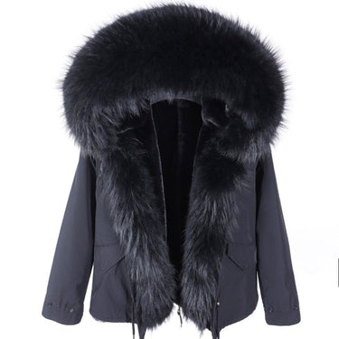 Women's High Street Long Sleeved Winter Jacket with Racoon Fur Collar  -  GeraldBlack.com