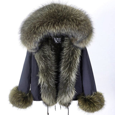 Women's High Street Style Long-Sleeved Racoon Fur Collar Winter Jacket  -  GeraldBlack.com