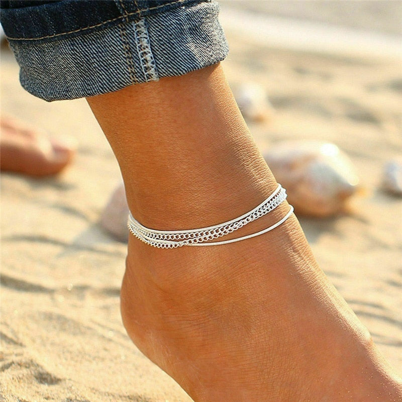Women's Hot Barefoot Heart Silver Color Zinc Alloy Anklets Bracelets  -  GeraldBlack.com