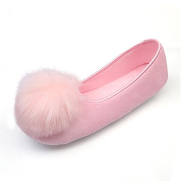 Women's Indoor Pink Gray Warm Flannel Soft Sweet Flat Home Slippers - SolaceConnect.com