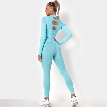 Women's Knitted Long Sleeves Top Pushup Leggings 2Pcs Set for Yoga Sports - SolaceConnect.com
