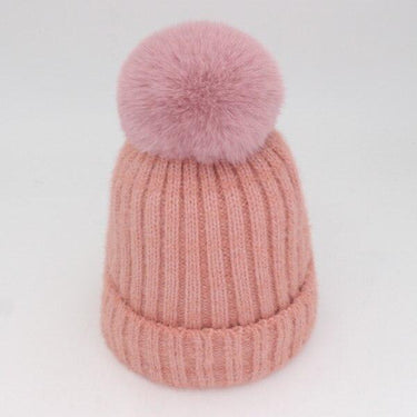 Women's Knitted Winter Fur Pom Pom Bonnet Beanie Caps - SolaceConnect.com