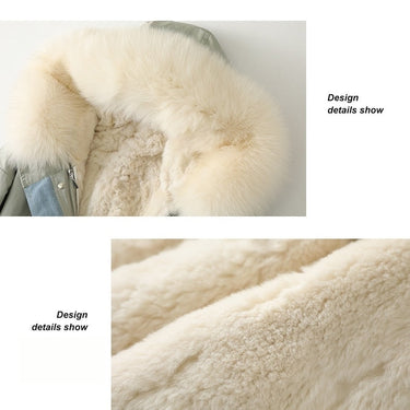 Women's Korean Fashion Fox Fur Collar Mid-length Winter Coat  -  GeraldBlack.com