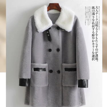 Women's Korean Fashion Thicken Real Fur Wool Long Sleeve Jackets  -  GeraldBlack.com