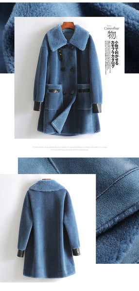Women's Korean Fashion Thicken Real Fur Wool Long Sleeve Jackets  -  GeraldBlack.com
