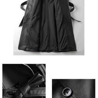 Women's Korean High Street Fashion Sheepskin Leather Long Trench Coats  -  GeraldBlack.com
