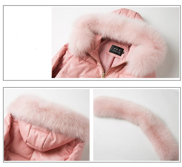 Women's Korean Style Sheepskin Leather Fox Fur Collar Jacket for Winter - SolaceConnect.com